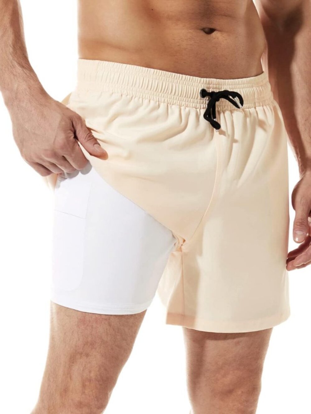 Mens Swim Trunks Swim Shorts Quick Dry 5 inch Inseam Beach Shorts with Compressi